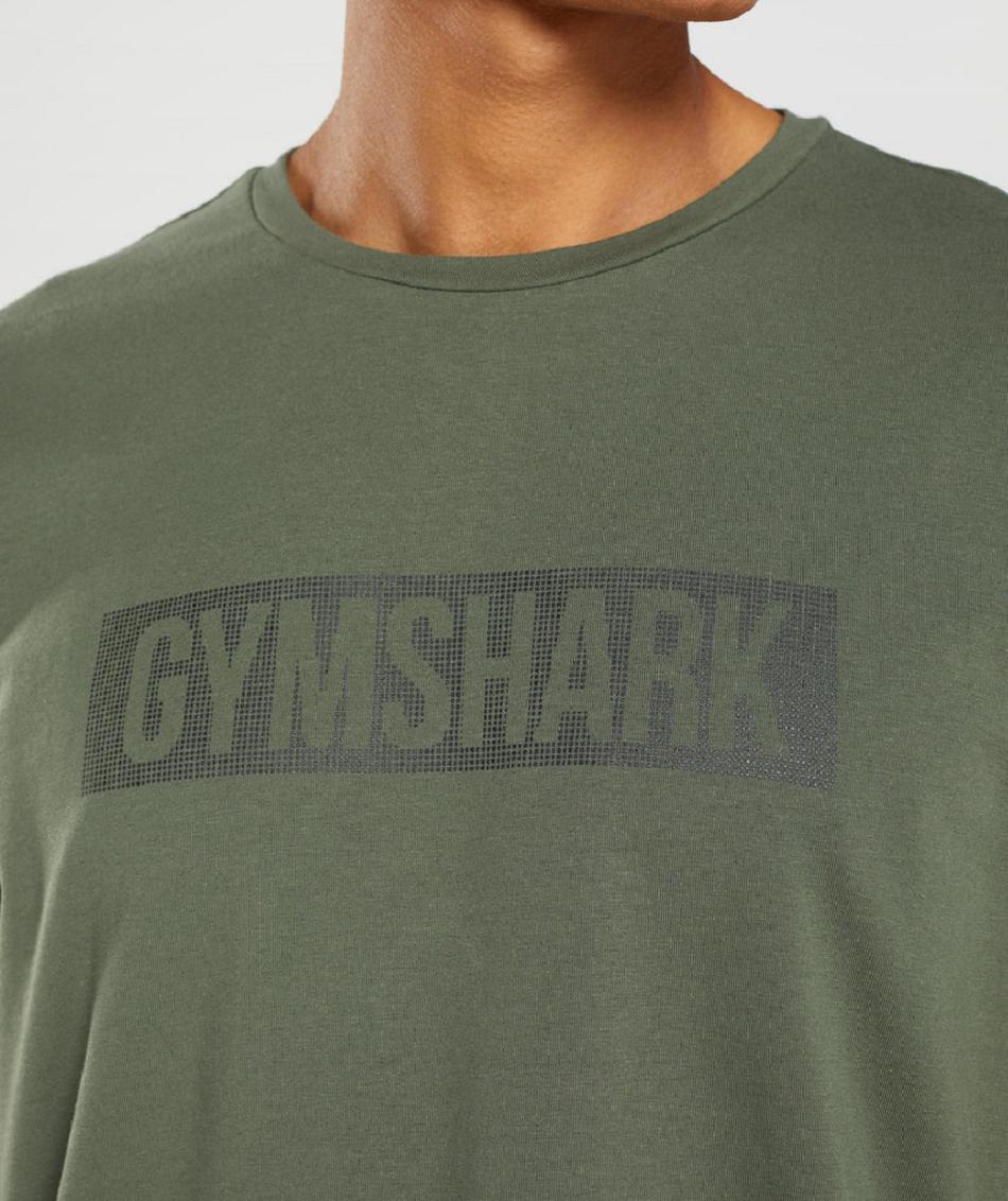 T Shirts Gymshark Block Hombre Verde Oliva | CO 3295MQZ